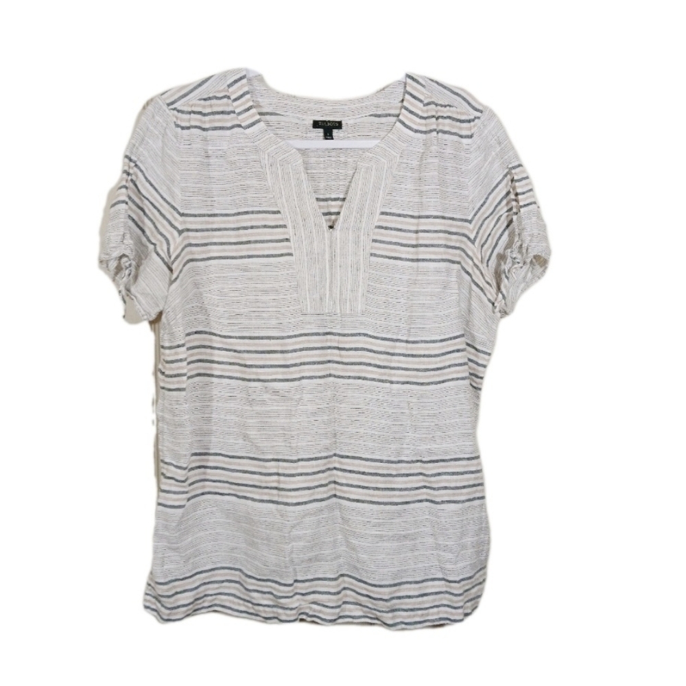 Talbots Stripe 100% Linen Top Large
